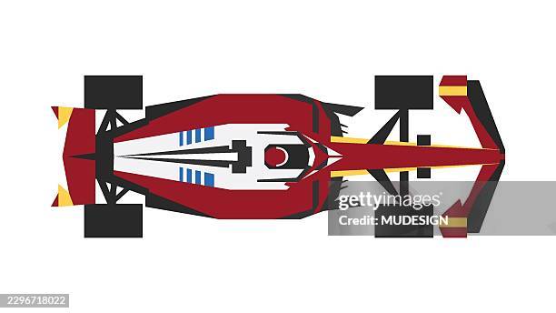 open-wheel single-seater racing car top view – race car vector illustration - wind tunnel stock illustrations
