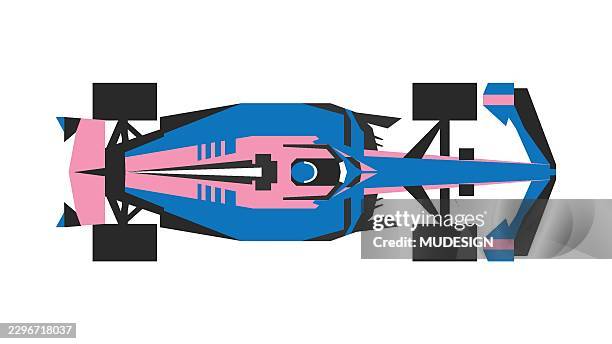 open-wheel single-seater racing car top view – race car vector illustration - wind tunnel stock illustrations