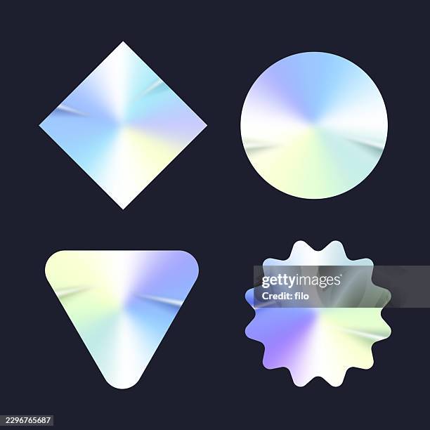 holographic foil blank circle shape stickers - pride gradient stock illustrations