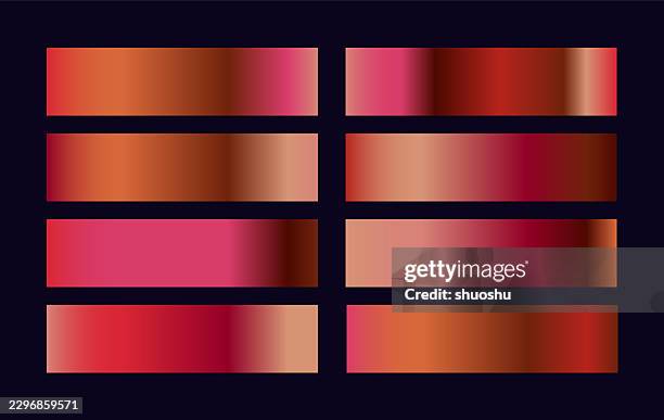 luxury red gradient rust texture swatches collection - red foil background stock illustrations