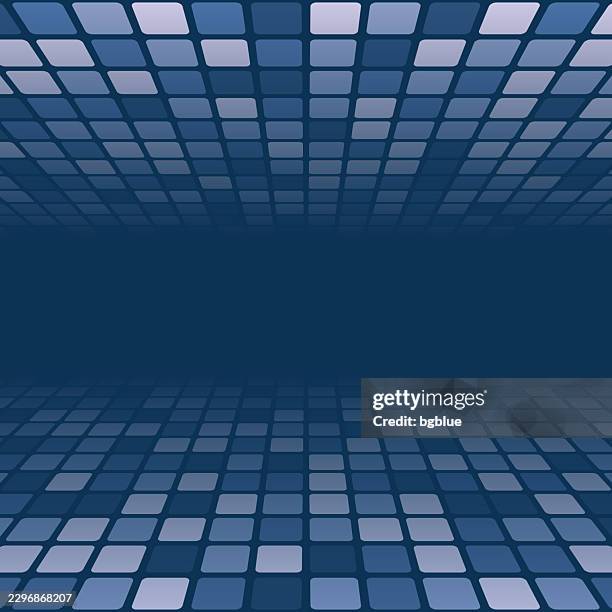 mosaic with squares and blue gradient - trendy 3d background - empty dance floor stock illustrations