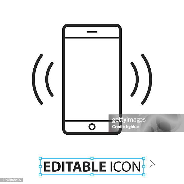 mobile phone ringing - line editable icon on white background - iphone notification stock illustrations