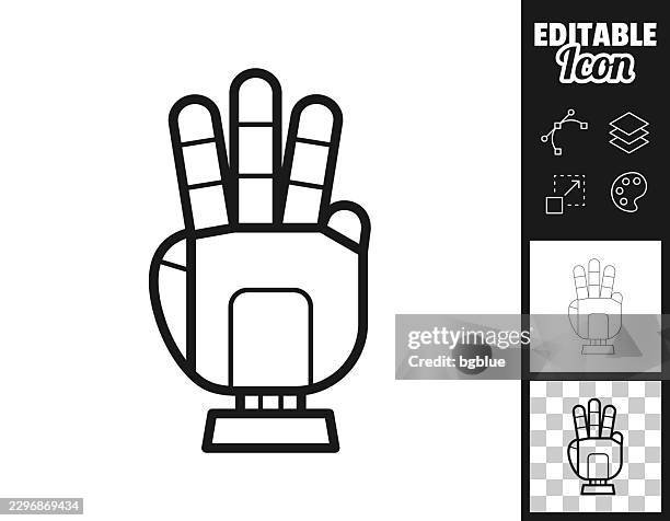 robotic three fingers. icon for design. easily editable - bionic hand stock illustrations
