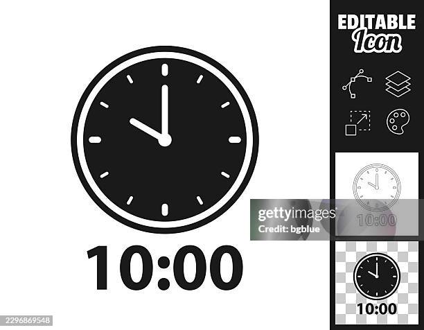 10 o'clock analog clock. icon for design. easily editable - ten minute timer stock illustrations