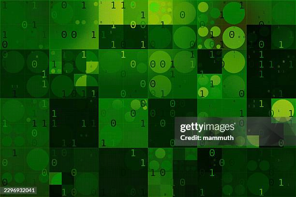green binary code overlay, abstract digital pattern, geometric shapes background - data grid overlay stock illustrations