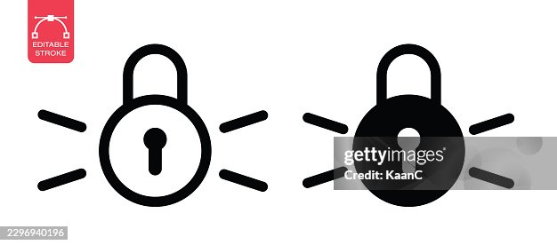 Padlock thin line and glyph solid icon. Editable stroke. Vector stock illustration Padlock thin line and glyph solid icon. Editable stroke. Vector stock illustration