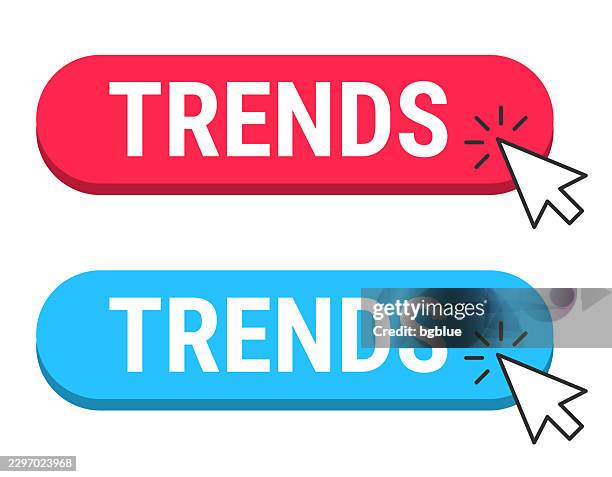 trends - red and blue buttons with cursor on white background - 3d chart white background stock illustrations