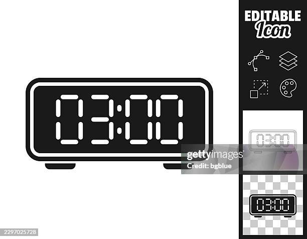 digital alarm clock at 3 00. icon for design. easily editable - bedside table stock illustrations