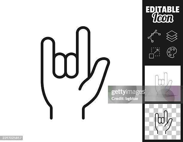 rock hand gesture. icon for design. easily editable - string finger stock illustrations