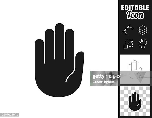 open hand with fingers together. icon for design. easily editable - stop hand up stock illustrations