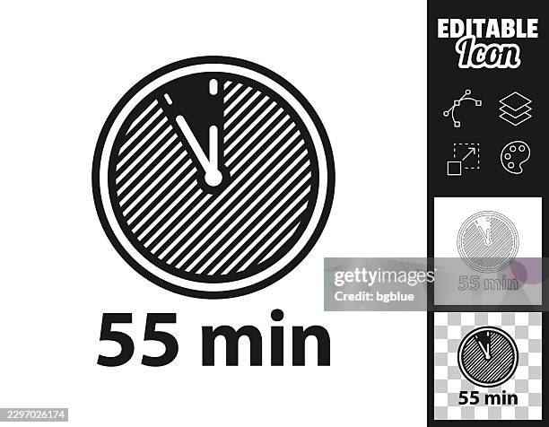 55 minute analog clock. icon for design. easily editable - clock in stock illustrations