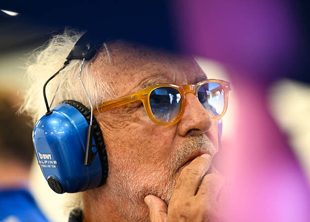 Flavio Briatore, Executive Advisor of Alpine F1 looks on during qualifying ahead of the F1 Grand Prix of Azerbaijan at Baku City Circuit on September...