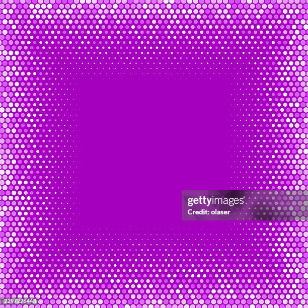 purple halftone dot pattern framing a solid magenta center with a bright dotted border and gradient-like fade toward the middle. - microphone background stock illustrations