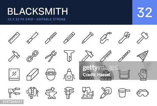 Blacksmith Line Icon Set Blacksmith Line Icon Set
