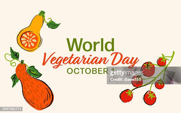 world vegetarian day banner - october 1 - plant based diet stock illustrations