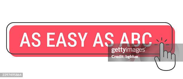 as easy as abc - click button with hand cursor on white background - easy button stock illustrations