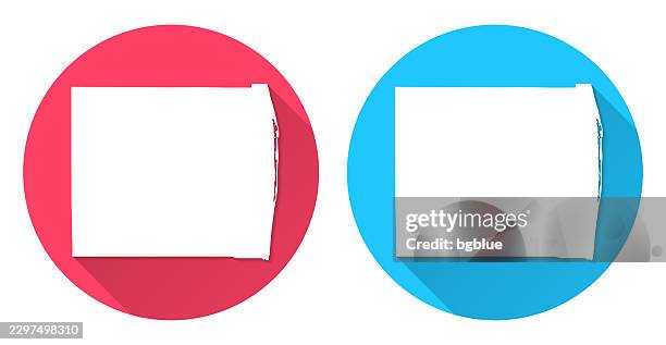 palm beach county, florida map. round icon with long shadow on red or blue background - palm beach county stock illustrations