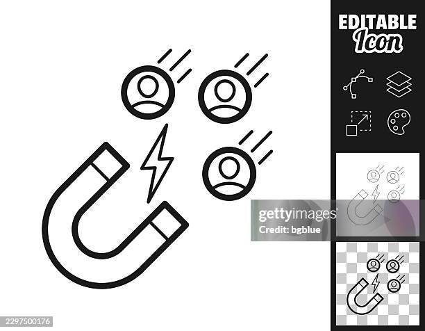 magnet attracting coins. icon for design. easily editable - magnet icon editable stock illustrations