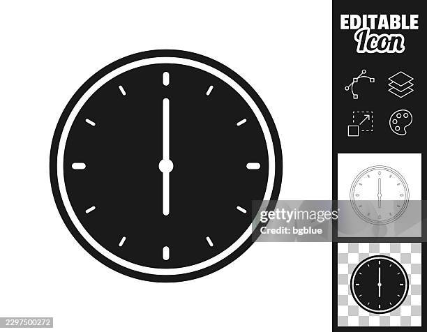 6 o'clock clock face. icon for design. easily editable - adjusting clock stock illustrations