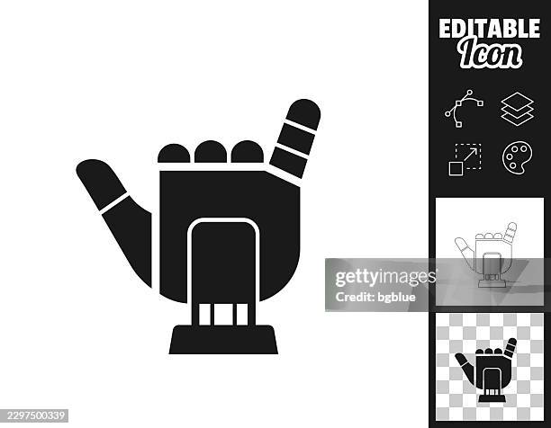 robotic shaka hand gesture. icon for design. easily editable - bionic hand stock illustrations