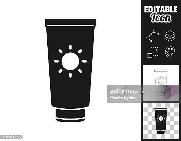 sunscreen bottle. icon for design. easily editable - plastic container with lid stock illustrations