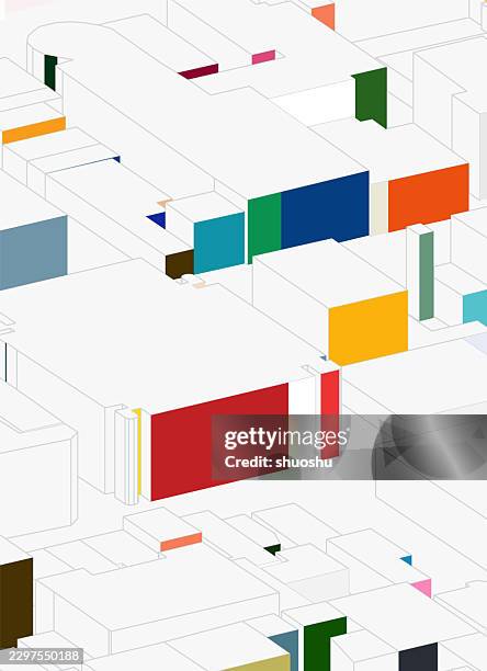 colorful 3d perspective cube poster abstract background - isometric cube pattern stock illustrations