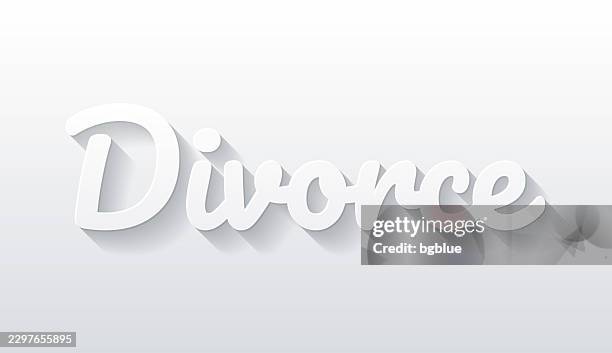 divorce - flat design with paper cut effect on blank background - divorce papers stock illustrations