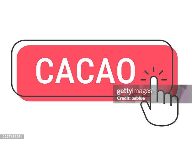 cacao - click button with hand cursor on white background - cocoa beans isolated stock illustrations