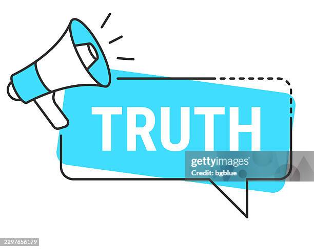 truth - speech bubble and megaphone on white background - transparent box vector stock illustrations