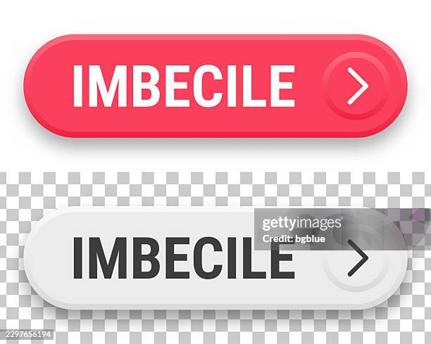 imbecile - 3d click web buttons on blank background - thick arrow stock illustrations