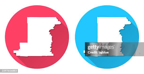 benton county, oregon map. round icon with long shadow on red or blue background - bend oregon stock illustrations