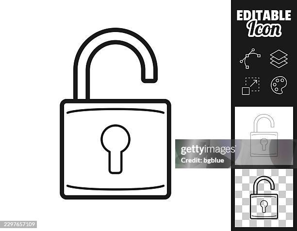 open padlock. icon for design. easily editable - cloud security stock illustrations