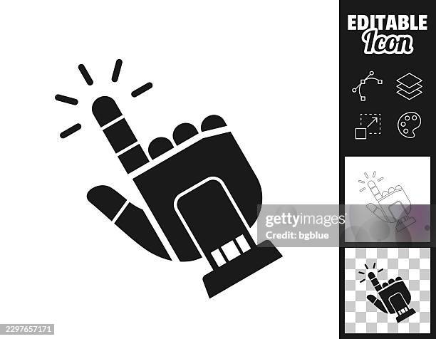 robotic finger tap. icon for design. easily editable - bionic hand stock illustrations