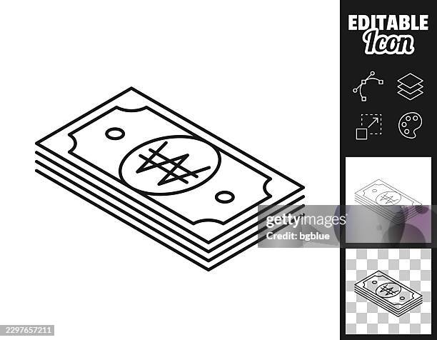 isometric south korean won banknotes. icon for design. easily editable - treasury stock illustrations