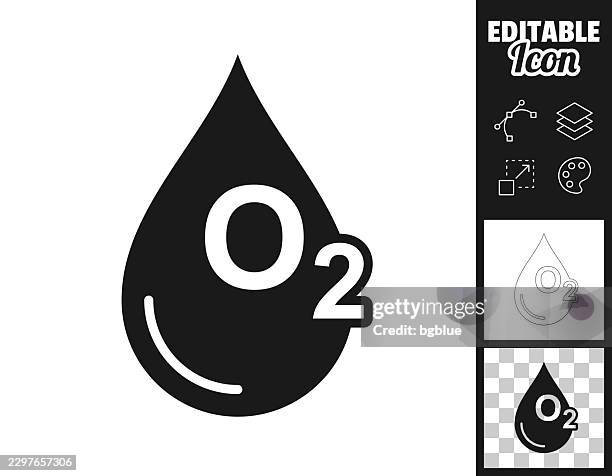 water drop with o2. icon for design. easily editable - environmental science stock illustrations