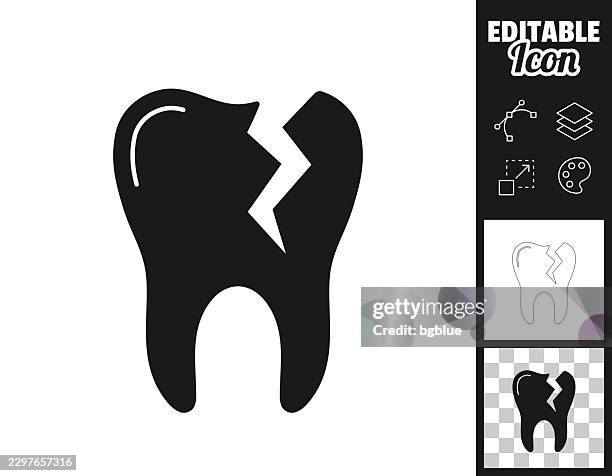 broken tooth. icon for design. easily editable - root canal stock illustrations