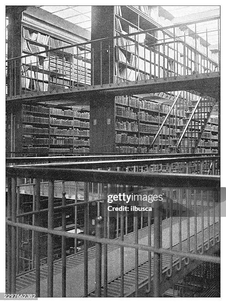 reading room corner at bibliothèque nationale de paris - public library building stock illustrations