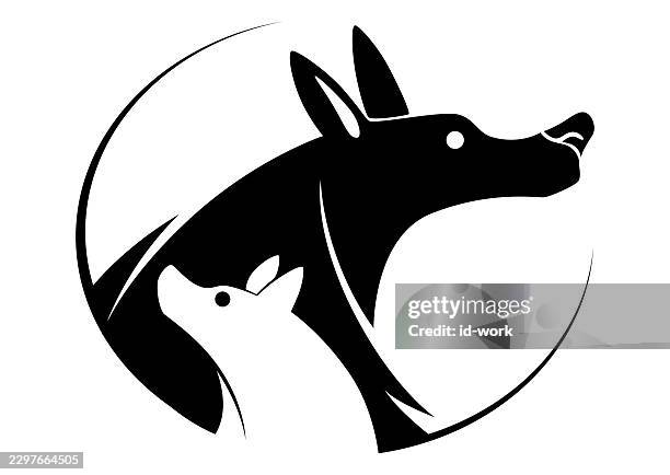 wolfs silhouette - gray wolf stock illustrations