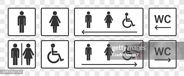 restroom and accessibility direction signs set - house ramp stock illustrations