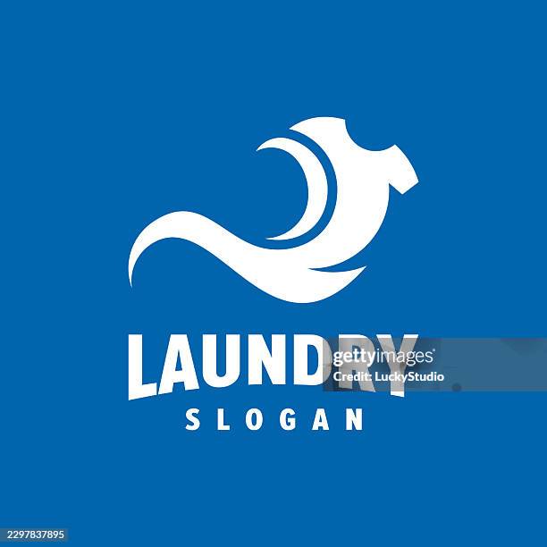 laundry logo, cleaning washing vector, laundry icon with washing machine, clothes and foam bubble, illustration symbol design template stock illustration stock illustration - loading washing machine stock illustrations
