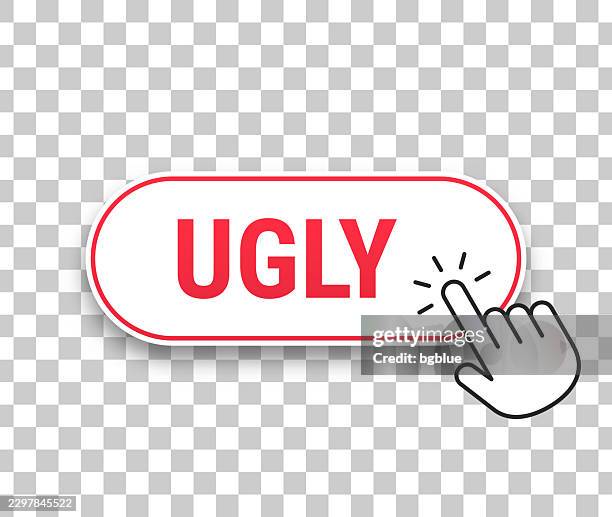 ugly - 3d click web button with hand cursor on blank background - 3d mouse pointer stock illustrations