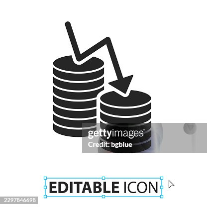 Money decrease - Editable icon on white background Money decrease - Editable icon on white background
