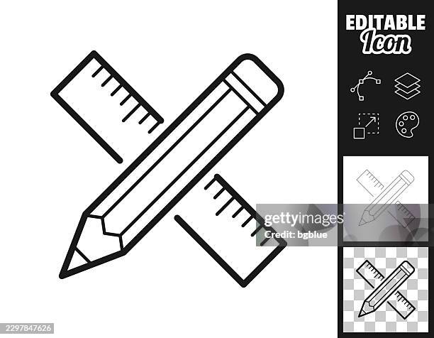 ruler and pencil. icon for design. easily editable - graphite stock illustrations