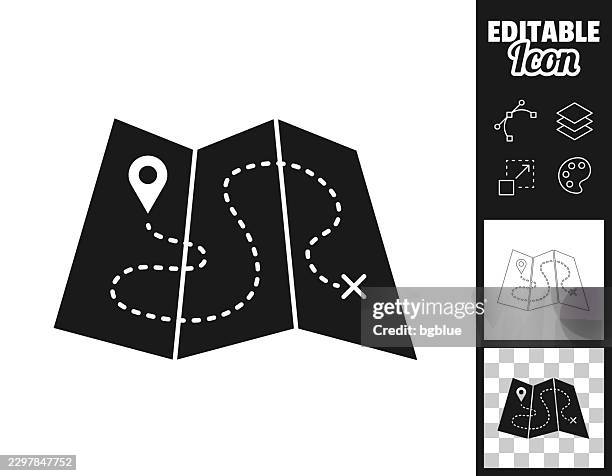 folded route map. icon for design. easily editable - generic holiday stock illustrations