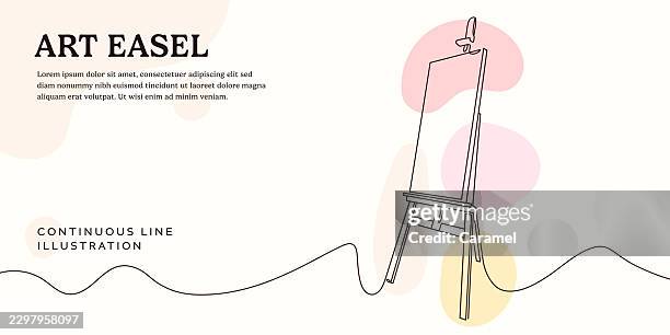 art easel single line illustration - gallery frames stock illustrations