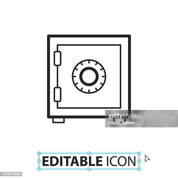 strongbox - line editable icon on white background - private banking stock illustrations