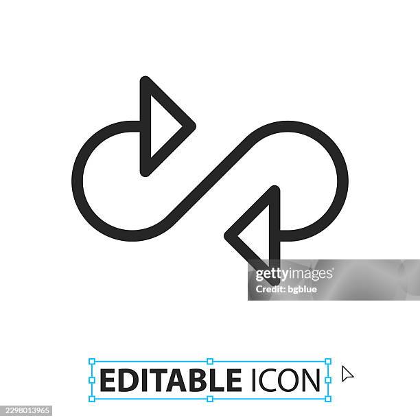 infinite - line editable icon on white background - infinity symbol editable stock illustrations
