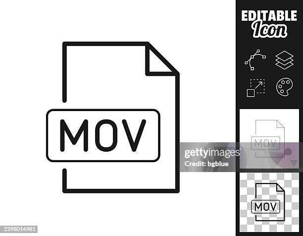 mov file. icon for design. easily editable - content management system stock illustrations