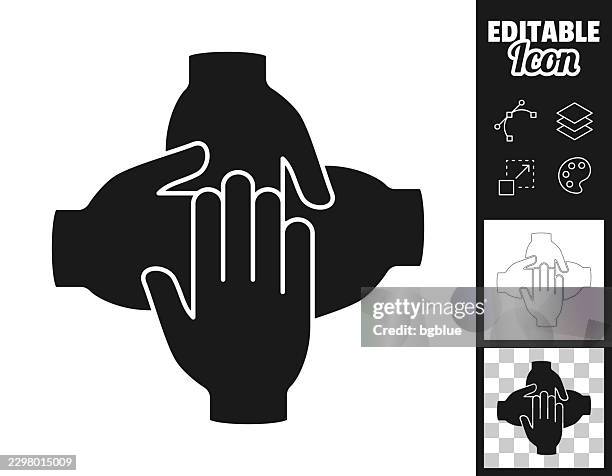 stacked hands. icon for design. easily editable - stacked hands stock illustrations