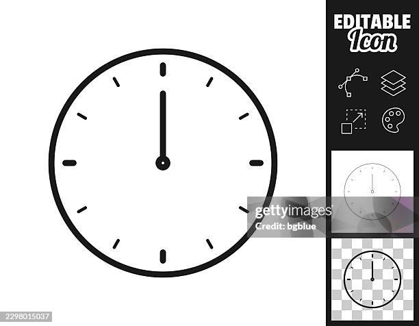12 o'clock clock face. icon for design. easily editable - adjusting clock stock illustrations